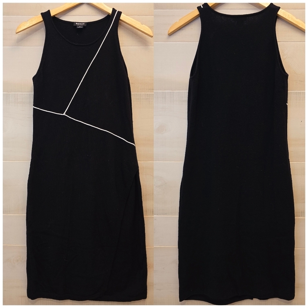 {S} WORTH New York Contrast Lines Wool Dress